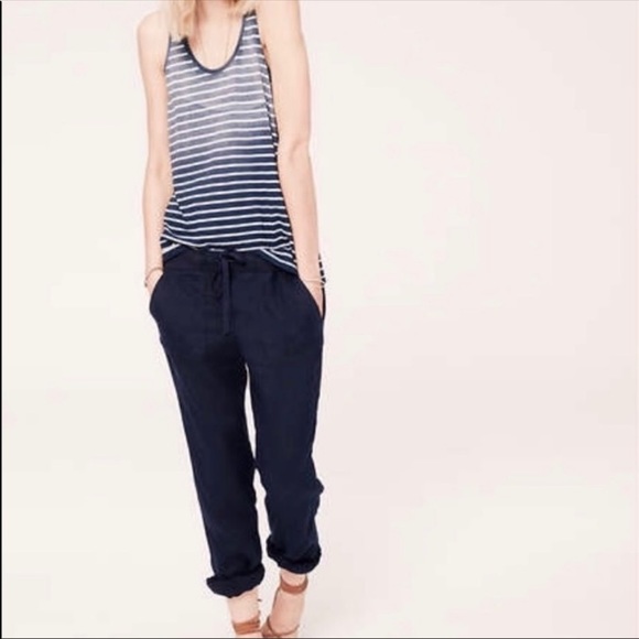 Lou & Grey Pants - Lou & Grey Cotton Navy Blue Drawstring Pants Sz 8